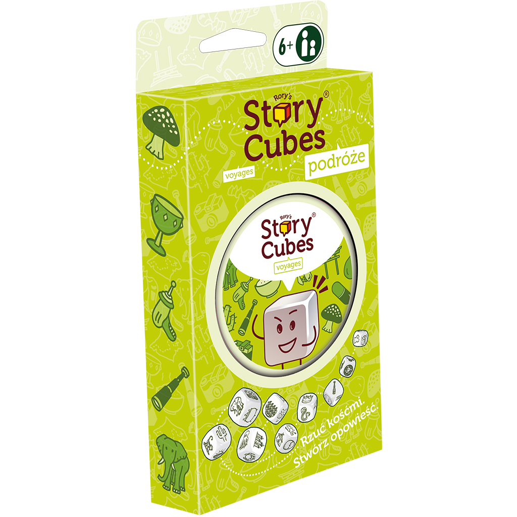 Okładka gry pod tytułem Rory's Story Cubes podróże.