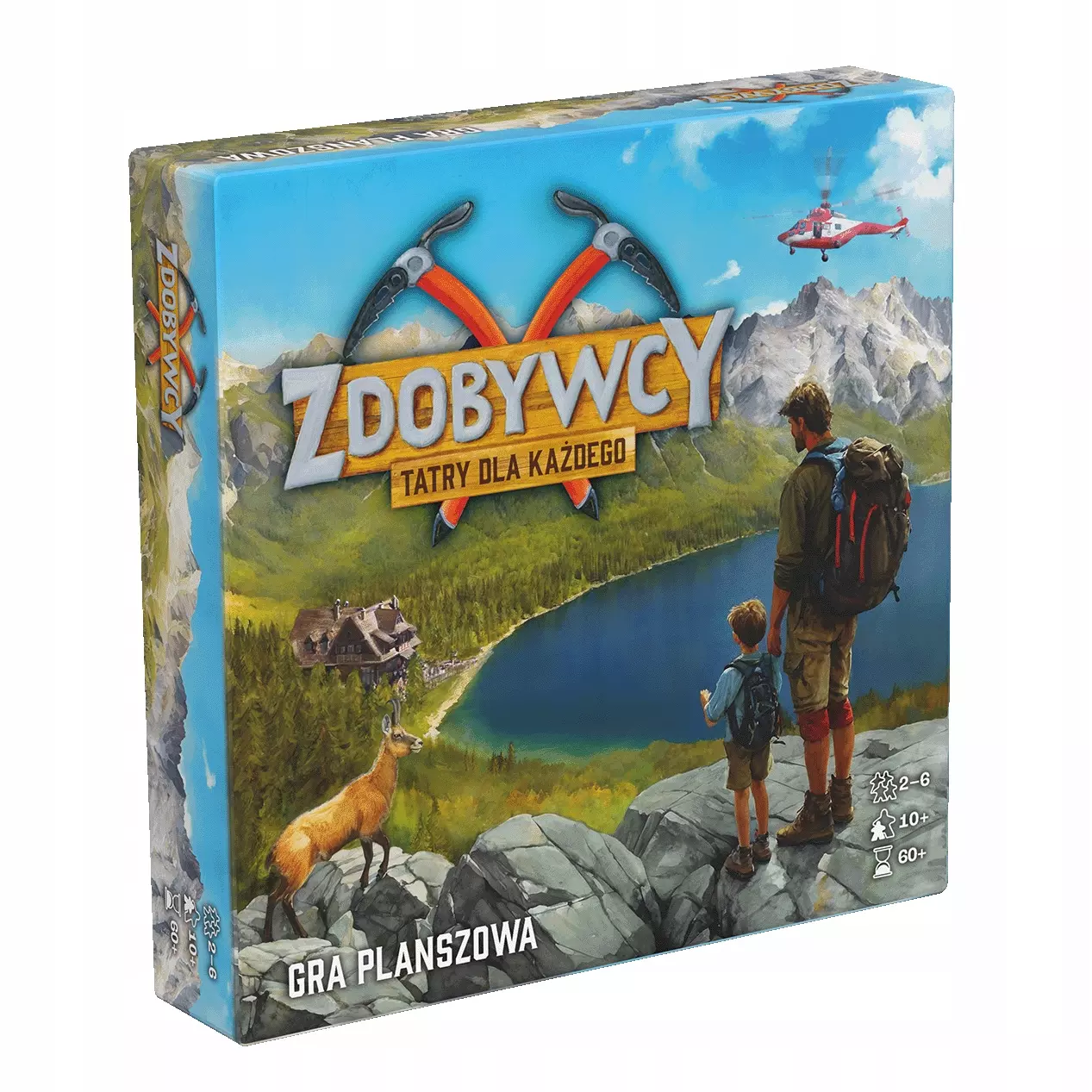 Okładka gry planszowej pod tytułem: Zdobywcy: Tatry dla każdego.